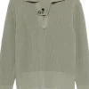 LARDINI open neck sweater in organic cotton.