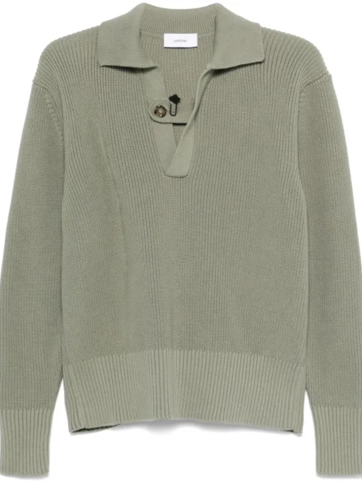 LARDINI open neck sweater in organic cotton.