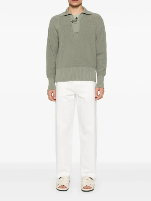 LARDINI open neck sweater in organic cotton.