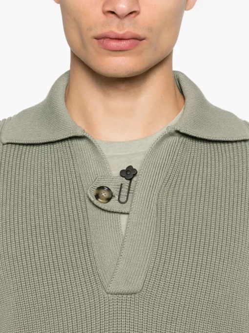 LARDINI open neck sweater in organic cotton.