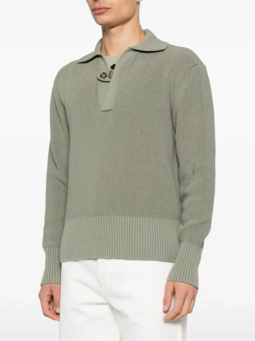 LARDINI open neck sweater in organic cotton.