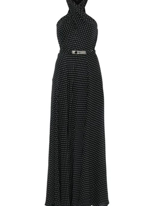 LAUREN RALPH LAUREN Dot halter dress with belt