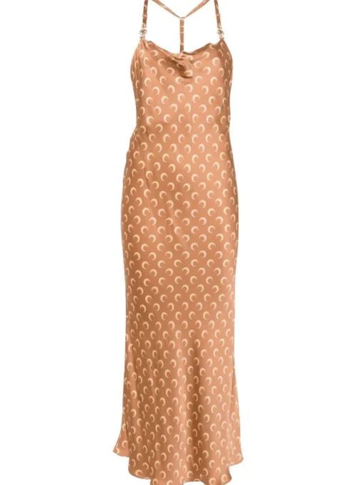 MARINE SERRE Moon long dress in satin
