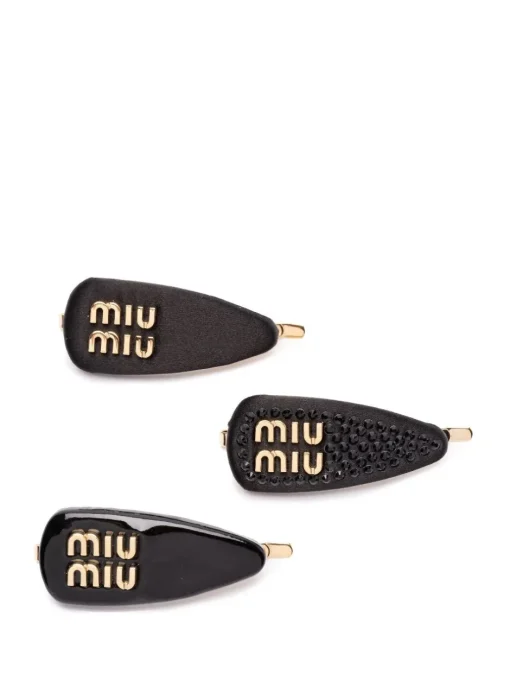 MIU MIU Set of 3 hair clips with logo