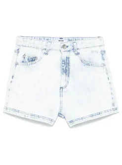 Kids MSGM KIDS Bermuda shorts in jeans with a worn effect