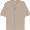 PAOLO PECORA beige cardigan sweater with short sleeves