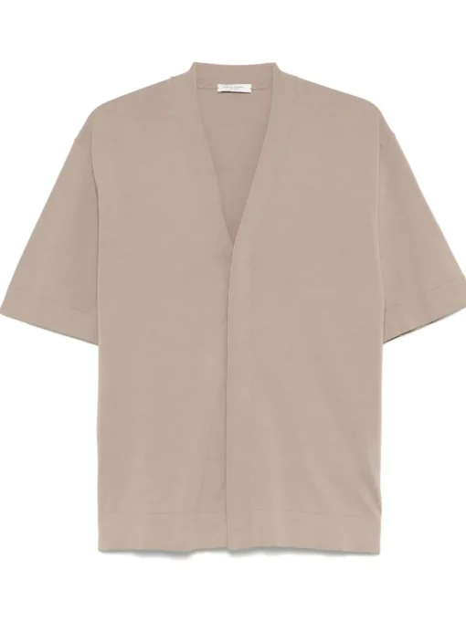 PAOLO PECORA beige cardigan sweater with short sleeves