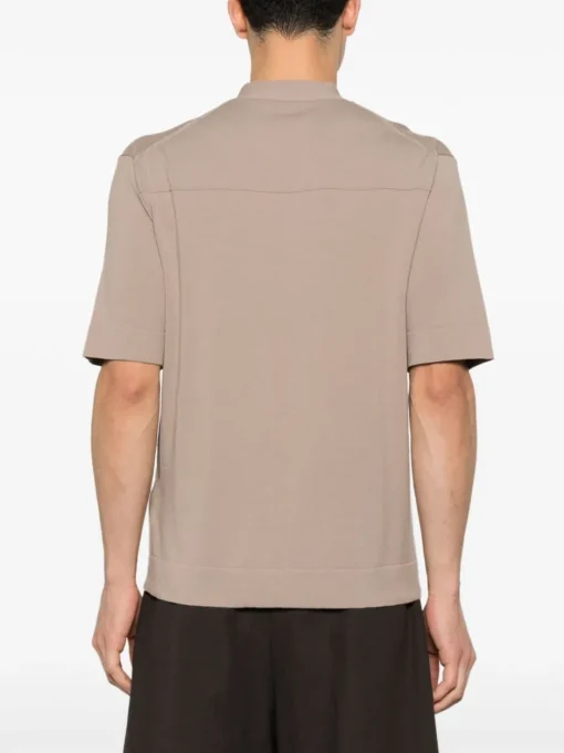 PAOLO PECORA beige cardigan sweater with short sleeves