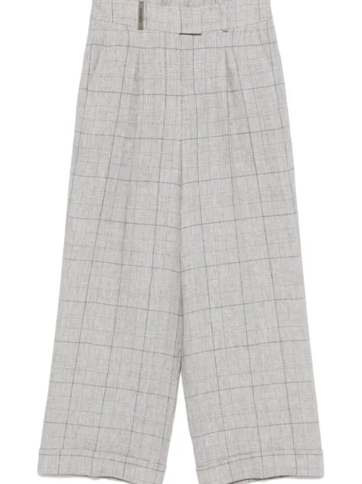 PESERICO Prince of Wales trousers in pure linen
