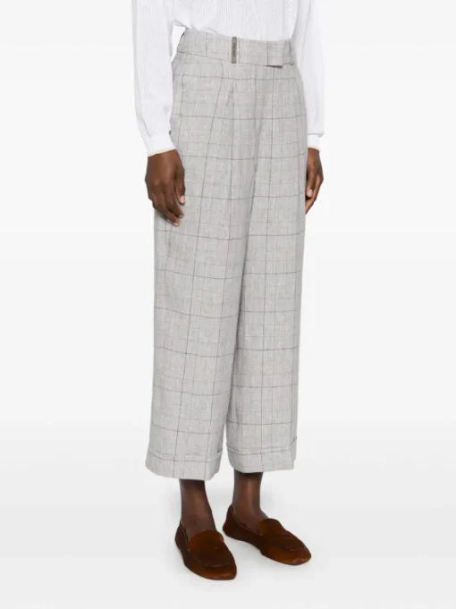 PESERICO Prince of Wales trousers in pure linen