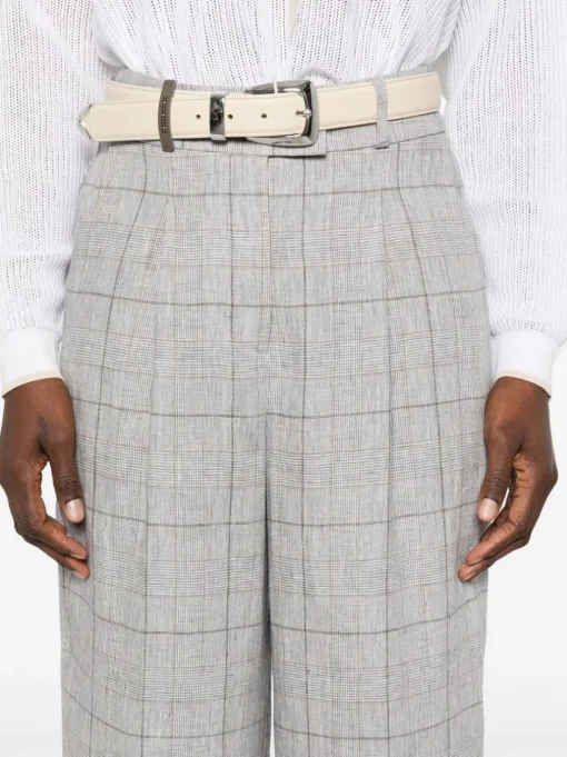 PESERICO Prince of Wales trousers in pure linen