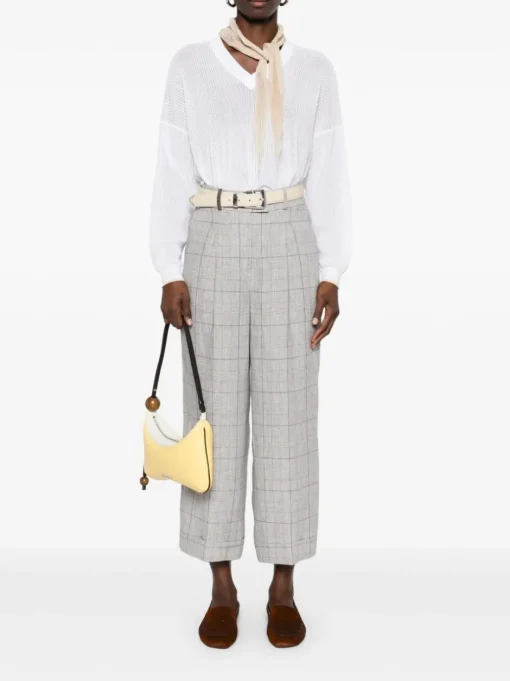 PESERICO Prince of Wales trousers in pure linen
