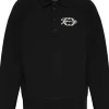 GIVENCHY Polo-style sweatshirt in brushed fabric with medal.