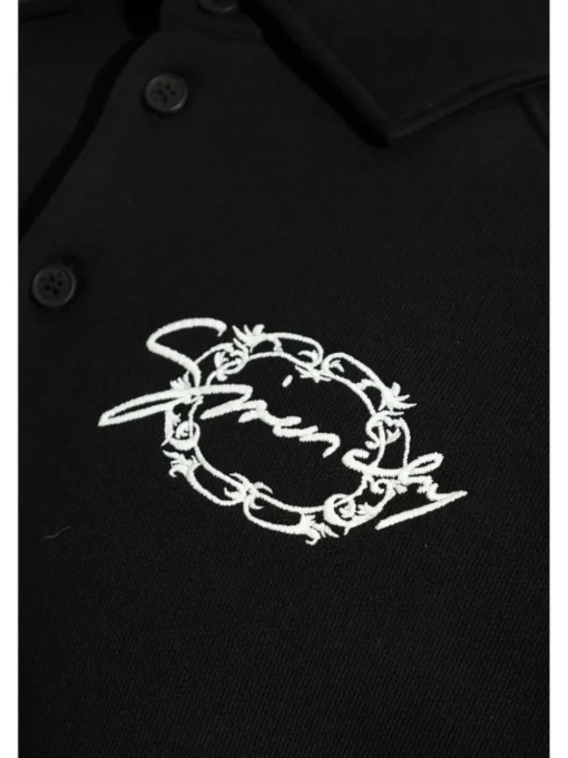 GIVENCHY Polo-style sweatshirt in brushed fabric with medal.