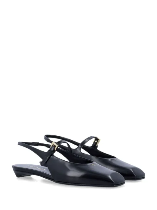 PRADA Leather ballet flats with back strap