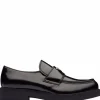 PRADA Chocolate loafers with brushed effect