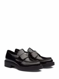 PRADA Chocolate loafers with brushed effect