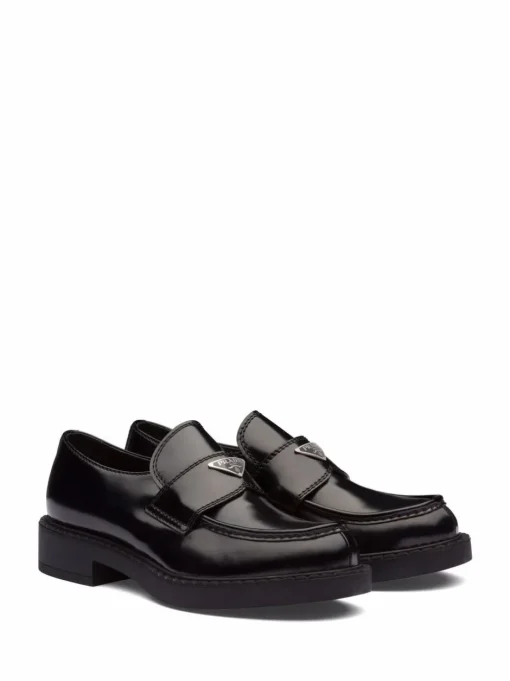 PRADA Chocolate loafers with brushed effect