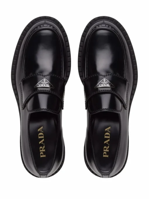 PRADA Chocolate loafers with brushed effect