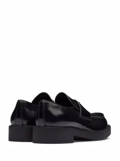 PRADA Chocolate loafers with brushed effect