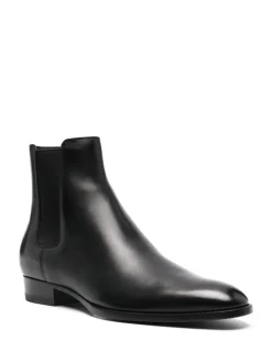 SAINT LAURENT Wyatt leather Chelsea boots.
