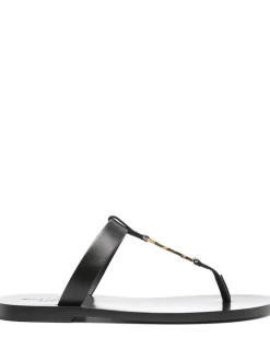 SAINT LAURENT Slide sandals with Cassandre plaque