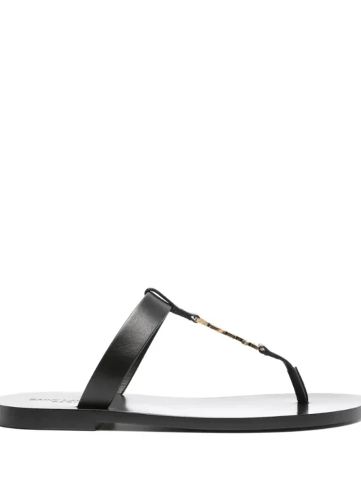 SAINT LAURENT Slide sandals with Cassandre plaque