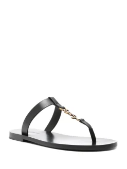 SAINT LAURENT Slide sandals with Cassandre plaque