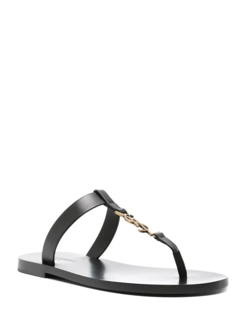 SAINT LAURENT Slide sandals with Cassandre plaque