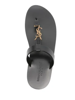 SAINT LAURENT Slide sandals with Cassandre plaque