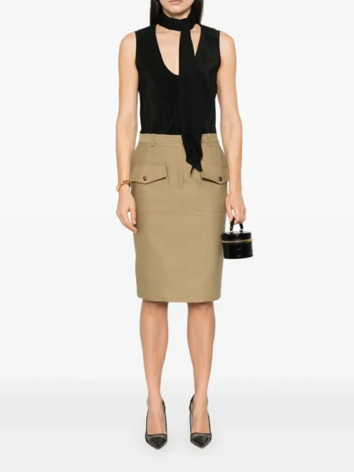 TOM FORD Twill midi skirt