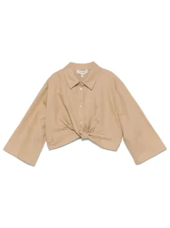 Kids TWINSET KIDS TwinSet girl Cropped shirt in linen blend.