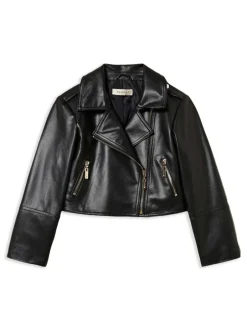 Kids TWINSET KIDS Waxed biker jacket
