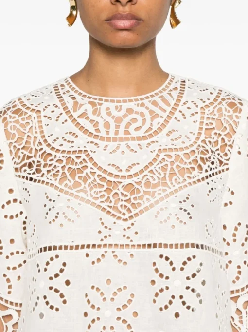 ULLA JOHNSON Blusa Aria in pizzo sangallo