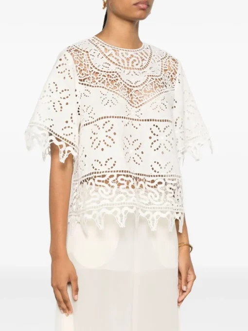 ULLA JOHNSON Blusa Aria in pizzo sangallo