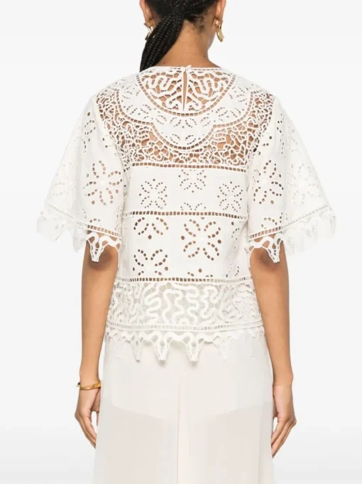 ULLA JOHNSON Blusa Aria in pizzo sangallo