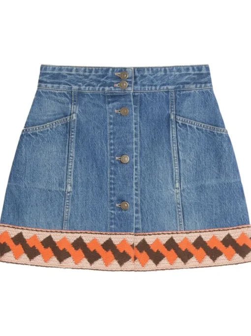 VALENTINO GARAVANI Denim miniskirt with jacquard effect