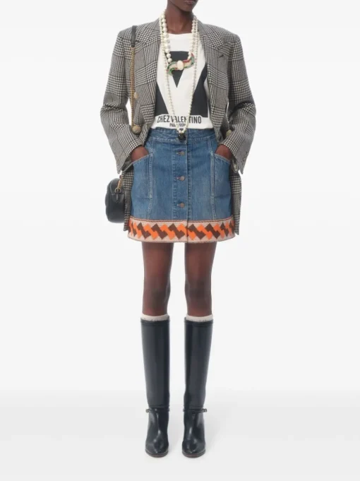 VALENTINO GARAVANI Denim miniskirt with jacquard effect