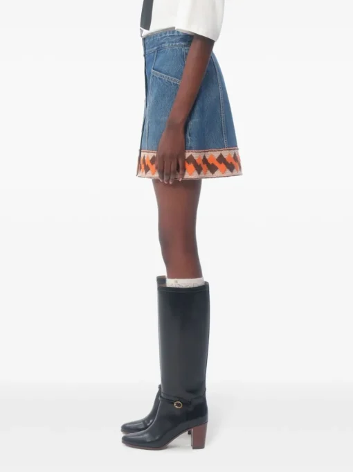 VALENTINO GARAVANI Denim miniskirt with jacquard effect