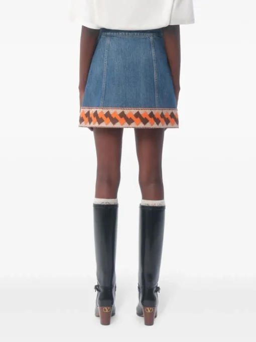 VALENTINO GARAVANI Denim miniskirt with jacquard effect