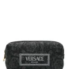 VERSACE embroidered-logo jacquard toiletry bag