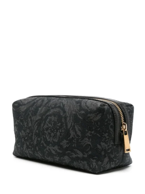 VERSACE embroidered-logo jacquard toiletry bag