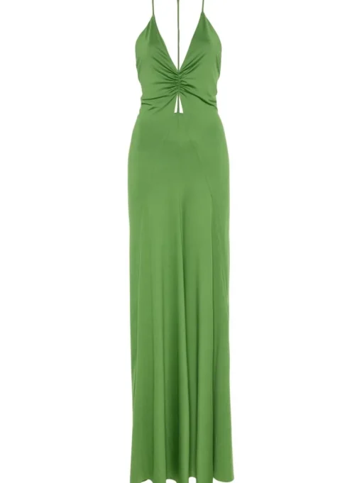 VICTORIA BECKHAM Evening dress with V-neck and ruffles