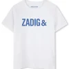 Kids/BOY ZADIG & VOLTAIRE KIDS T-shirt with blue logo on organic cotton
