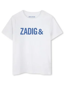 Kids/BOY ZADIG & VOLTAIRE KIDS T-shirt with blue logo on organic cotton