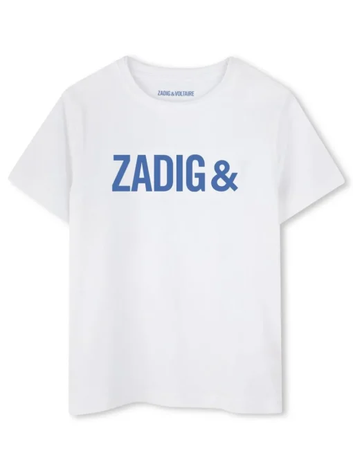Kids/BOY ZADIG & VOLTAIRE KIDS T-shirt with blue logo on organic cotton